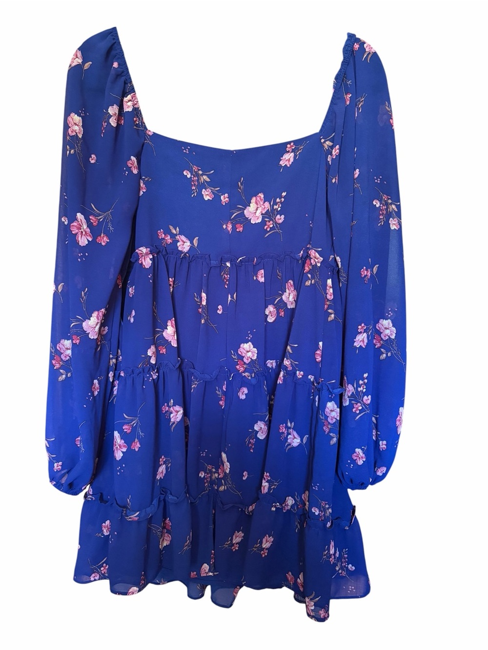 Forever 21 Blue Off The Shoulder Floral Tiered Mini Dress - Picture 5 of 6